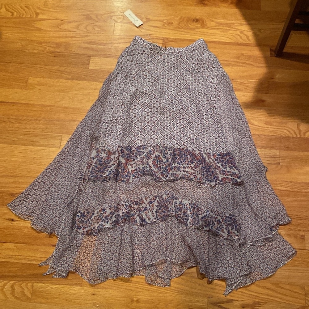 NWT Rebecca Taylor silk bohemian paisley floral tiered ruffle silk skirt Size 0 - Picture 9 of 12
